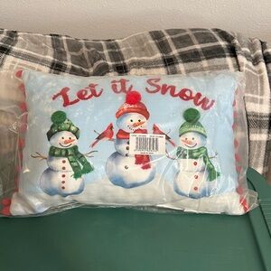 Festive Snowman Holiday Pillow - Multicolor